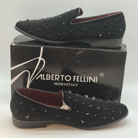 Alberto Fellini Sparko 24 Dress Shoes Men\'s 13 Loafers Black with Red Sole Spike main image 10